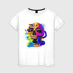 Футболка хлопковая женская Art skull!, цвет: белый