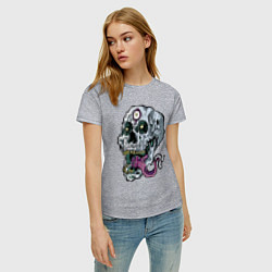 Футболка хлопковая женская Art skull 2022, цвет: меланж — фото 2
