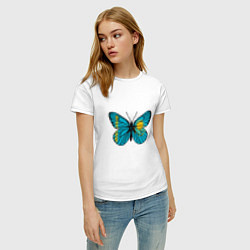 Футболка хлопковая женская Бабочка - Казахстан, цвет: белый — фото 2