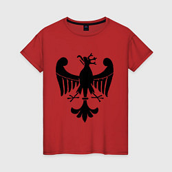 Футболка хлопковая женская Средневековый рисунок орла, цвет: красный