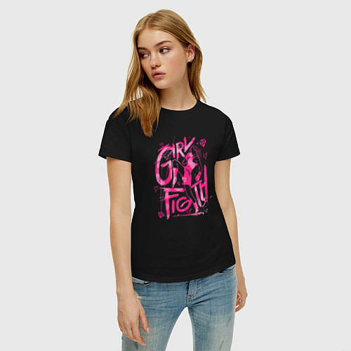 Женская футболка GIRL FIGTH женская драка / Черный – фото 3