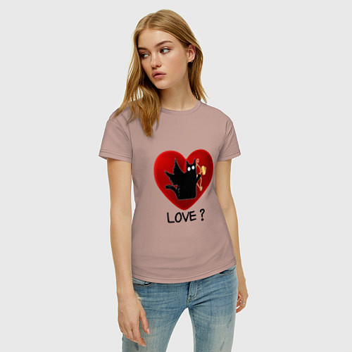 Женская футболка WHAT CAT LOVE Сердце / Пыльно-розовый – фото 3