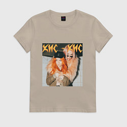 Футболка хлопковая женская КИС-КИС Вайб, цвет: миндальный