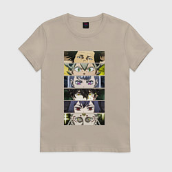 Футболка хлопковая женская Чнерный Клевер Black Clover, персонажи, цвет: миндальный