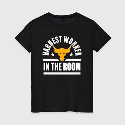 Женская футболка Hardest Worker in the Room Скала / Черный – фото 1