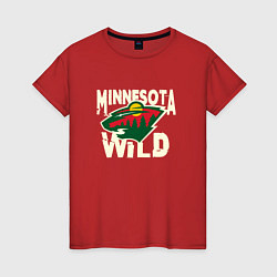 Футболка хлопковая женская Миннесота Уайлд, Minnesota Wild, цвет: красный