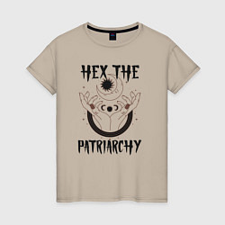 Футболка хлопковая женская Hex the patriarchy, цвет: миндальный