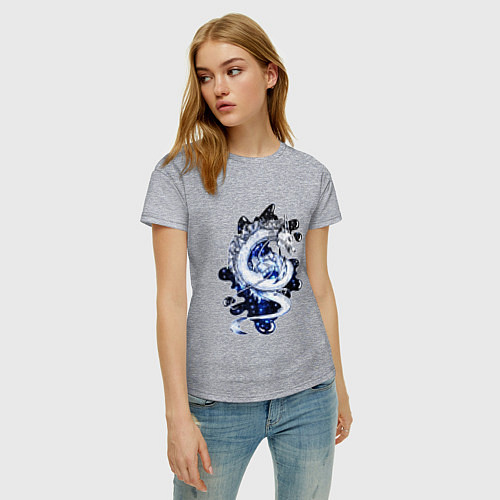Женская футболка Дракон Хаку - хранитель реки / Меланж – фото 3