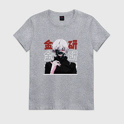 Футболка хлопковая женская Токийский гуль Tokyo Ghoul, Ken Kaneki Канеки Кен, цвет: меланж