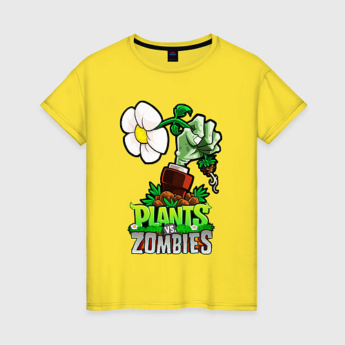 Женская футболка Plants vs Zombies рука зомби / Желтый – фото 1