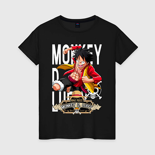 Женская футболка One Piece Monkey Большой Куш Манки / Черный – фото 1