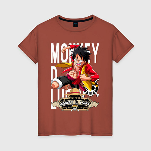 Женская футболка One Piece Monkey Большой Куш Манки / Кирпичный – фото 1