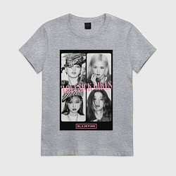 Футболка хлопковая женская Blackpink K-pop, цвет: меланж