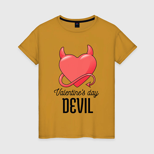 Женская футболка Valentines Day Devil / Горчичный – фото 1