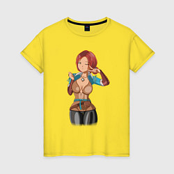 Футболка хлопковая женская Triss Merigold by sexygirlsdraw, цвет: желтый