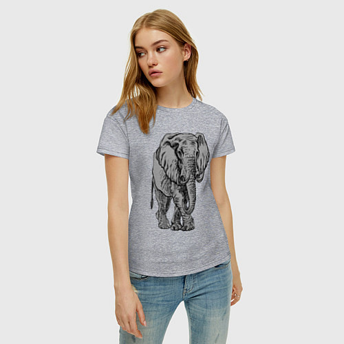 Женская футболка Огромный могучий слон / Меланж – фото 3