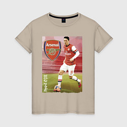 Футболка хлопковая женская Arsenal, Mesut Ozil, цвет: миндальный