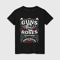 Футболка хлопковая женская GUNS N ROSES РОК, цвет: черный