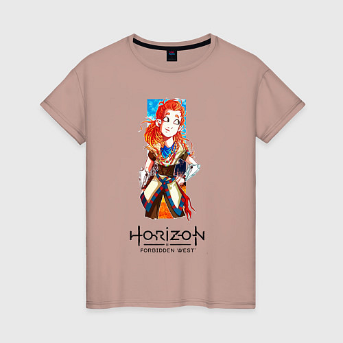 Женская футболка Элой арт Horizon Forbidden West / Пыльно-розовый – фото 1
