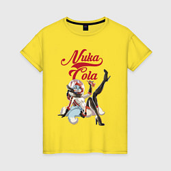 Футболка хлопковая женская Fallout Nuka Cola Furry Poster, цвет: желтый