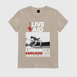 Футболка хлопковая женская QUEEN LIVE AID 1985, цвет: миндальный