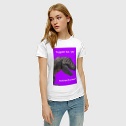 Футболка хлопковая женская Суровый динозавр, цвет: белый — фото 2