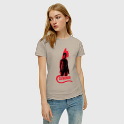 Футболка хлопковая женская Cat silhouette Cat women, цвет: миндальный — фото 2