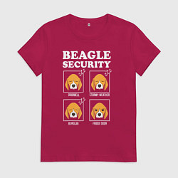 Футболка хлопковая женская Бигль - Охрана, цвет: маджента