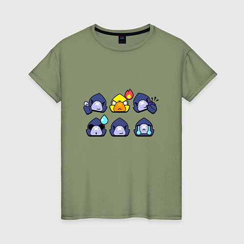 Женская футболка Значки на Ворона Пины Бравл Старс / Авокадо – фото 1