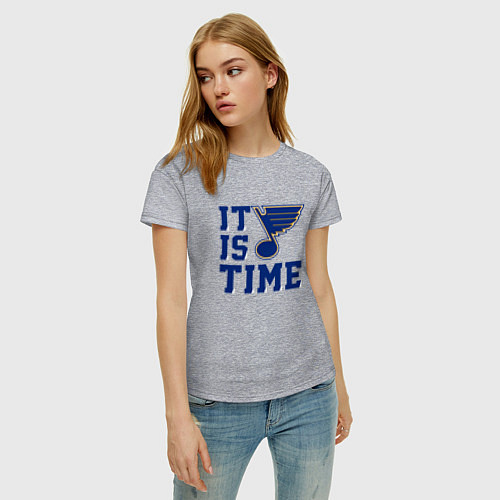 Женская футболка It is St Louis Blues time Сент Луис Блюз / Меланж – фото 3