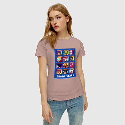 Женская футболка Бойцы Бравл Старс на синем фоне Про аккаунт 35 ран / Пыльно-розовый – фото 3