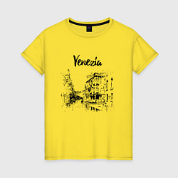 Футболка хлопковая женская Venezia Italia, цвет: желтый
