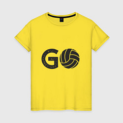 Футболка хлопковая женская Go Volleyball, цвет: желтый