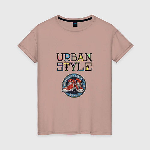 Женская футболка Кроссовки городской стиль / Пыльно-розовый – фото 1