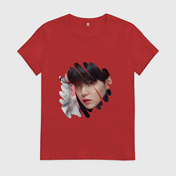 Футболка хлопковая женская Agust D SUGA BTS, цвет: красный