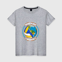 Футболка хлопковая женская World - Volleyball, цвет: меланж