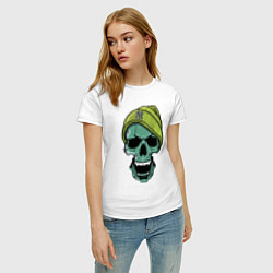 Футболка хлопковая женская New York Yankees Cool skull, цвет: белый — фото 2