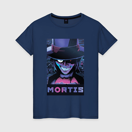 Женская футболка Постер Мортиса из Бравл Старс / Тёмно-синий – фото 1