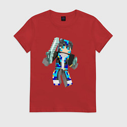 Футболка хлопковая женская Minecraft Warrior!, цвет: красный