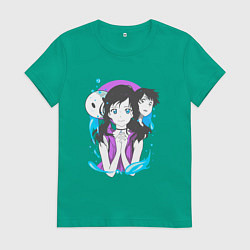 Футболка хлопковая женская Прекрасная Хина и Ходака, цвет: зеленый