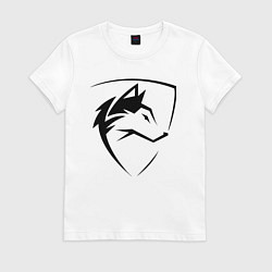 Футболка хлопковая женская Wolf Emblem Jaw, цвет: белый