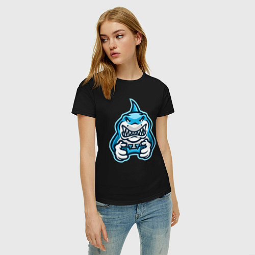 Женская футболка Shark player / Черный – фото 3
