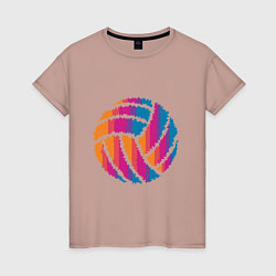 Футболка хлопковая женская Ball Volleyball, цвет: пыльно-розовый