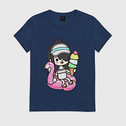 Футболка хлопковая женская Toca Boca девочка геймер, цвет: тёмно-синий