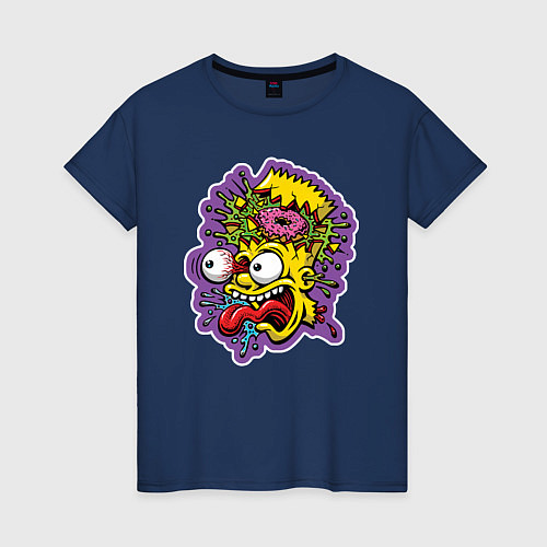 Женская футболка Барт Симпсон Simpsons Симпсоны / Тёмно-синий – фото 1