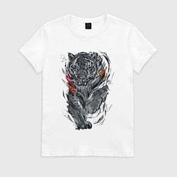 Футболка хлопковая женская Cool tiger Power, цвет: белый