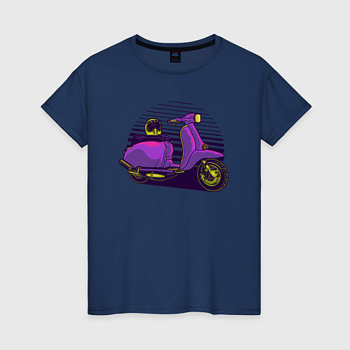 Женская футболка Фиолетовый мопед / Тёмно-синий – фото 1