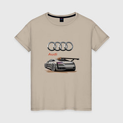Футболка хлопковая женская Audi Racing team, цвет: миндальный