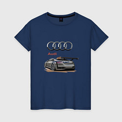Футболка хлопковая женская Audi Racing team, цвет: тёмно-синий