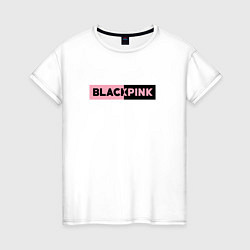 Футболка хлопковая женская BLACKPINK ЛОГОТИП, цвет: белый